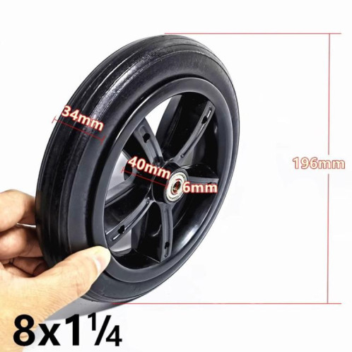 Pneus de scooter électrique 200 x 45, 8 pouces, 8 x 1 1/4, accessoires pour poussette, style : pneu plein de 6 mm, roue entière SH1405605-06